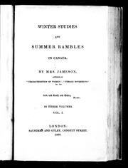 Winter studies and summer rambles in Canada by Mrs. Anna Jameson