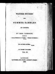 Cover of: Winter studies and summer rambles in Canada | Mrs. Anna Jameson