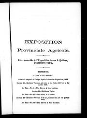 Cover of: Exposition provinciale agricole by Exposition provinciale agricole
