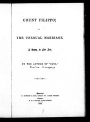 Cover of: Count Filippo, or, The unequal marriage by Charles Heavysege