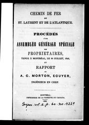 Procédés d'une assemblée général spéciale des propriétaires by Compagnie du chemin à lisses du St-Laurent et de l'Atlantique