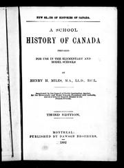 Cover of: A school history of Canada: prepared for use in the elementary and model schools
