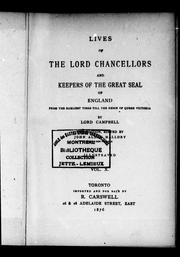 Cover of: Lives of the lord chancellors and keepers of the great seal of England: from the earliest times till the reign of Queen Victoria