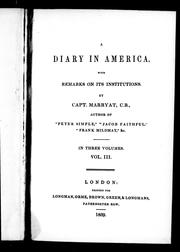 Cover of: A diary in America: with remarks on its institutions