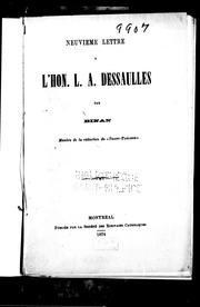 Cover of: Neuvième lettre à l'Hon. L.A. Dessaules by Alphonse Villeneuve