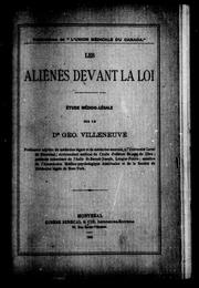 Cover of: Les aliénés devant la loi by George Villeneuve