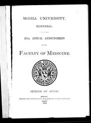 Cover of: 47th annual announcement of the Faculty of Medicine by McGill University. Faculty of Medicine.
