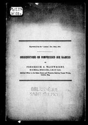 Cover of: Observations on compressed air illness by Frederick R. Wainwright