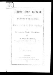 Cover of: Introductory lecture by William Wright