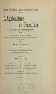 L'agriculture en Bazadais à la veille de la Révolution by Rachel Séverin