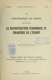 La conférence de Gênes en vue de la reconstruction économique et financière de l'Europe by Conférence de Gênes (1922)