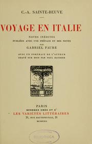 Cover of: Voyage en Italie: notes inédites publiées avec une préface et des notes