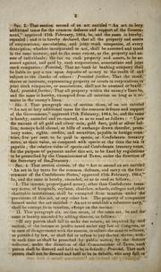 Cover of: An act to amend the tax laws. by Confederate States of America