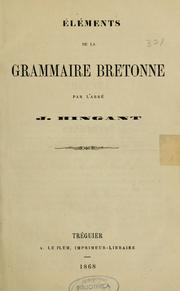 Élements de la grammaire bretonne by Jean Hingant