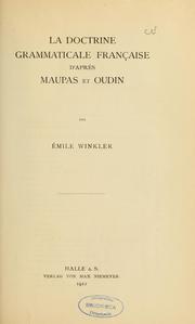 Cover of: La doctrine grammaticale française d'après Maupas et Oudin