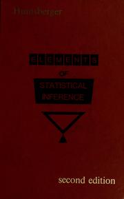Cover of: Elements of statistical inference