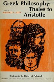 Cover of: Greek philosophy by R. E. Allen