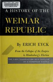 Cover of: A history of the Weimar Republic