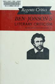 Cover of: Ben Jonson's literary criticism by Ben Jonson