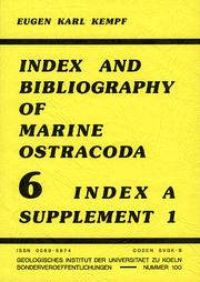 Cover of: Index and Bibliography of Marine Ostracoda, 6: Index A, Supplement 1 by 