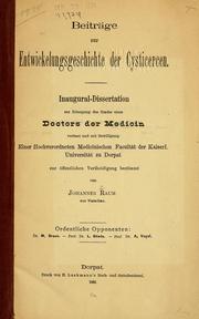 Cover of: Beiträge zur Entwickelungsgeschichte der Cysticercen by Johannes Raum