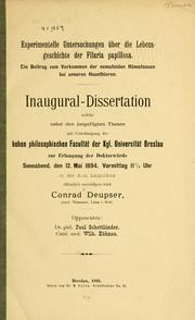 Experimentelle untersuchungen über die lebensgeschichte der Filaria papillosa by Deupser, Conrad i. e. Johann Martin Conrad