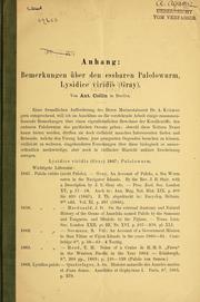 Cover of: Bemerkungen über den essbaren Palolowurm, Lysidice viridis Gray by Anton Collin