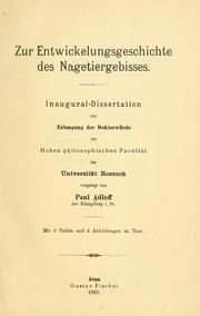 Cover of: Zur entwickelungsgeschichte des nagetiergebisses by Paul Adloff