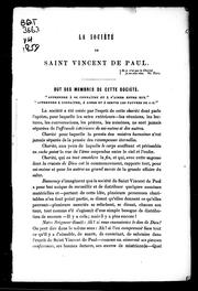 Cover of: La Société de Saint Vincent de Paul