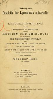 Cover of: Beitrag zur casuistik der lipomatosis universalis by Theodor Held