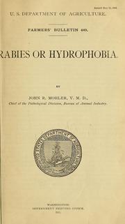 Cover of: Rabies or hydrophobia by John R. Mohler