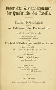 Cover of: Ueber das zustandekommen der querbruche der patella by Paul Vollmer