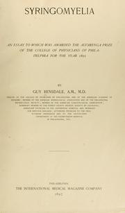 Cover of: Syringomyelia | Guy Hinsdale