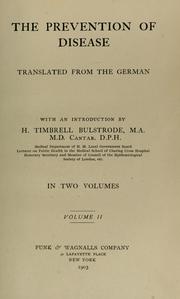 Cover of: The prevention of disease