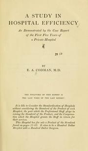 Cover of: A study in hospital efficiency by E. A. Codman