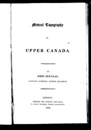 Cover of: Medical topography of Upper Canada