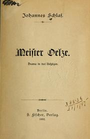 Cover of: Meister Oelze: Drama in drei Aufzügen