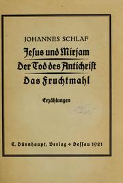 Cover of: Jesus und Miriam by Schlaf, Johannes