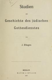 Cover of: Studien zur Geschichte des jüdischen Gottesdienstes