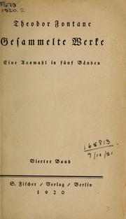 Cover of: Gesammelte Werke by Theodor Fontane