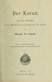 Cover of: Der Koran by Theodor Fr Grigull
