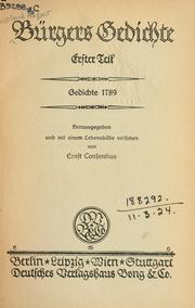 Cover of: Gedichte by Gottfried August Bürger