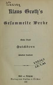 Cover of: Gesammelte Werke by Klaus Groth