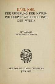 Cover of: Der Ursprung der Náturphilosophie aus dem Geiste der Mystik
