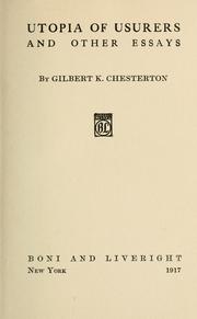 Cover of: Utopia of usurers, and other essays by Gilbert Keith Chesterton