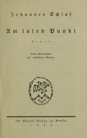 Cover of: Am toten Punkt by Schlaf, Johannes