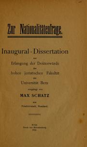 Cover of: Zur Nationalitatenfrage