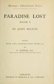 Cover of: Paradise Lost book I: edited with life, introductory notes, &c by John Milton