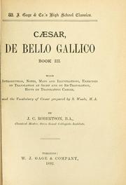 Cover of: Caesar, de Bello Gallico, Book III by J.C. Robertson