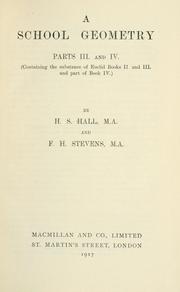 Cover of: A school geometry | Hall, H. S.